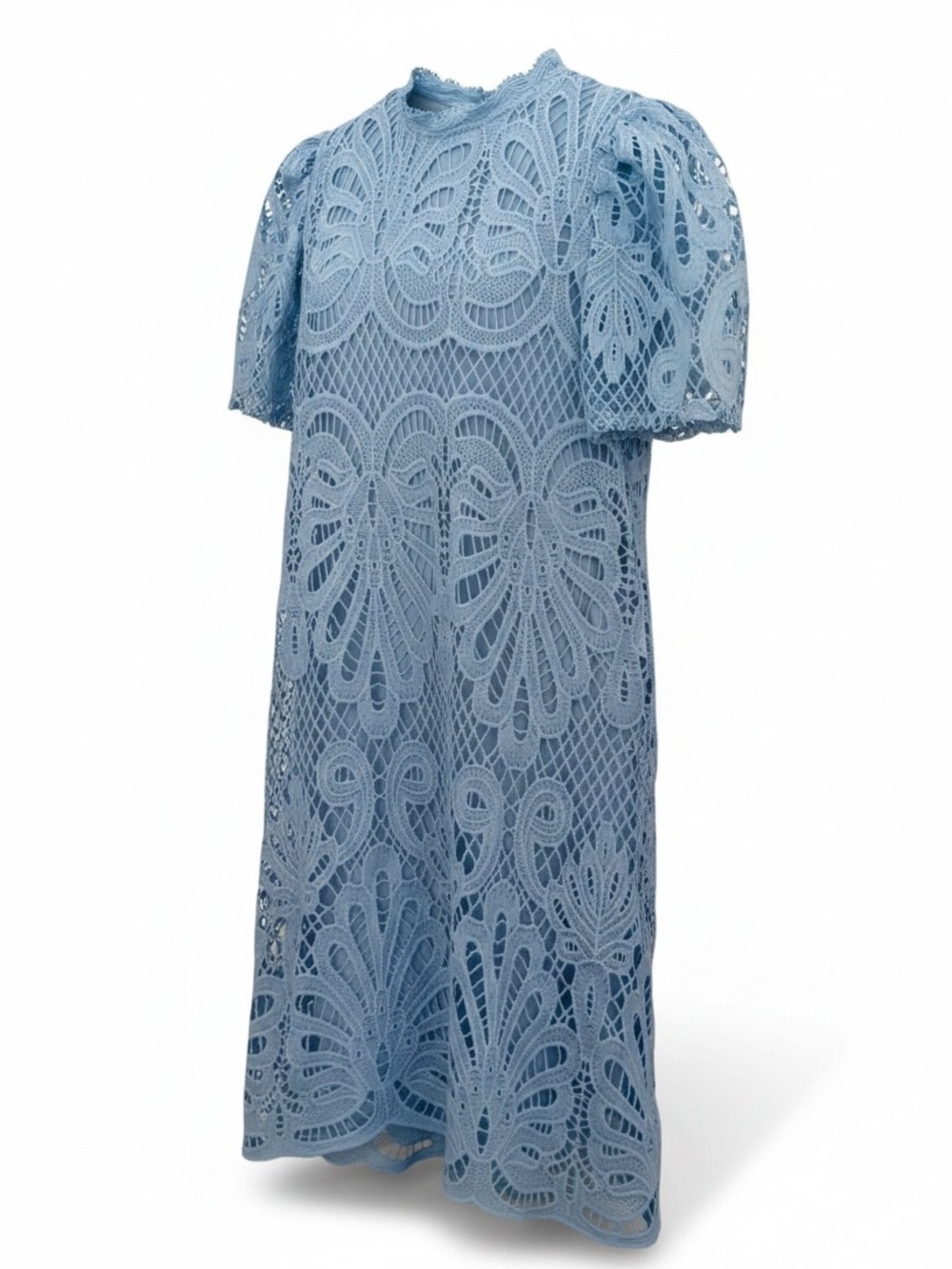 Light Blue Lace Knee Length Dress XL